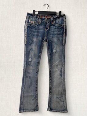 Rock Revival Womens Distressed Cameo Boot Jeans with Pockets Size 28, 30” Inseam